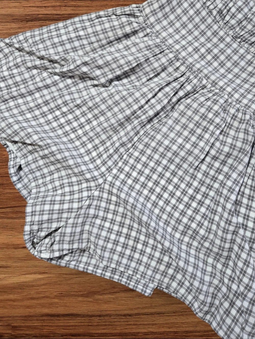 Hollister White and Gray Checked Cottage Gingham Open Back Romper
